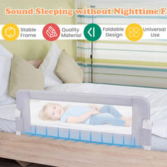 Foldable Bed Rail Swing Down Baby Bed Guard Rail-Light Gray