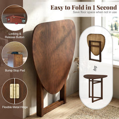 Foldable Dining Table 31.5 inches Triangular Small Kitchen Table for 2-Walnut