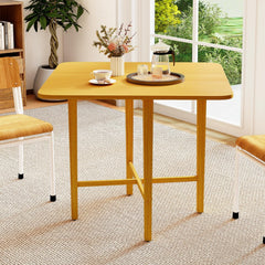 Foldable Dining Table for 2-4 People with Rubber Wood Legs for Small Space-Natural