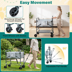 Foldable Dog Bath Cart with Adjustable Height & 4 Wheels for Pets-Gray