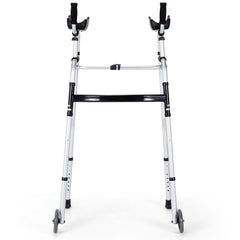Folding Height Adjustable Walking Frame with Armrest Support-Silver