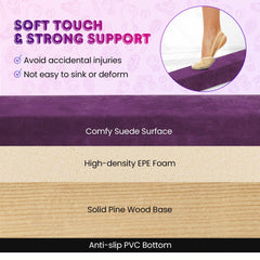 Folding Balance Beam with Solid Wood Base and Anti-slip Bottom-Purple