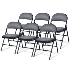 Folding Chair Set with Upholstered Seat and Fabric Covered Backrest-Set of 6