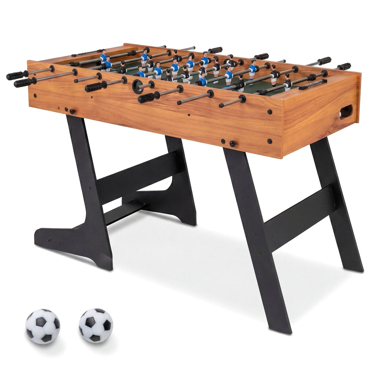 Folding Foosball Table 4ft x 2ft Competition-Sized Soccer Table with 2 Balls and Slide Scorers-Natural
