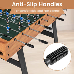 Folding Foosball Table 4ft x 2ft Competition-Sized Soccer Table with 2 Balls and Slide Scorers-Natural