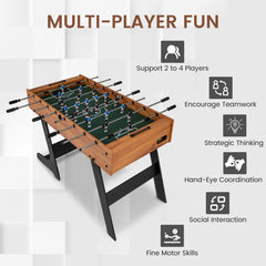 Folding Foosball Table 4ft x 2ft Competition-Sized Soccer Table with 2 Balls and Slide Scorers-Natural