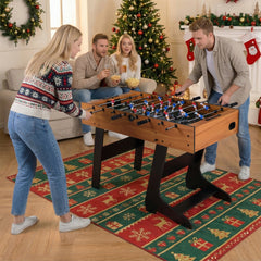 Folding Foosball Table with 22 Players and Slide Scorers Space-Saving Game Table-Natural