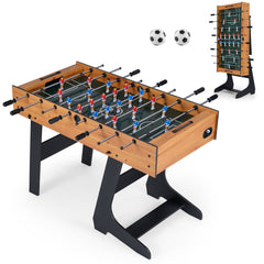 Folding Foosball Table with 22 Players and Slide Scorers Space-Saving Game Table-Natural