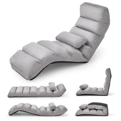 Folding Lazy Sofa Couch with Pillow-Gray