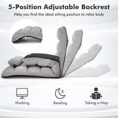 Folding Lazy Sofa Couch with Pillow-Gray