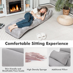 Folding Lazy Sofa Couch with Pillow-Gray
