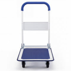 Folding Platform Hand Truck with Collapsible Bed & 4 Wheels for Moving Warehouse-Blue
