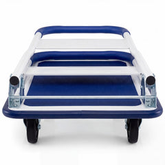 Folding Platform Hand Truck with Collapsible Bed & 4 Wheels for Moving Warehouse-Blue