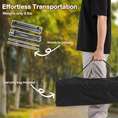 Folding Roll-up Camping Table with Metal Legs-Black