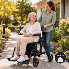 Folding Rollator Walker with Seat and Wheels Supports up to 300 lbs-Black