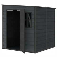 Outdoor Storage Shed with Lockable Door, Garden Shed with Vents and Windows for Backyard, Dark Grey