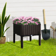 1 Piece Raised Garden Bed PP Raised Flower Bed Vegetable Herb Grow Box Stand Brown