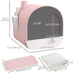 Cat Litter Box with Lid, Removable Tray, Scoop, Filter, Green