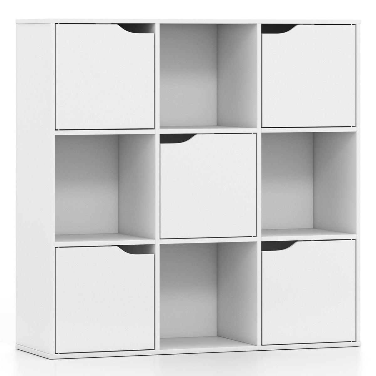 9 Cube Storage Bookcase and Room Divider with Doors, White