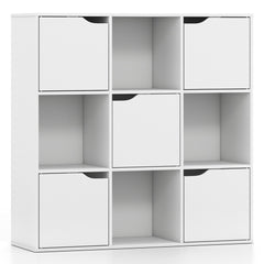 9 Cube Storage Bookcase and Room Divider with Doors, White