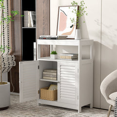 Freestanding Bathroom Floor Cabinet with Double Shutter Doors-White
