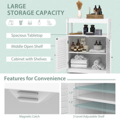 Freestanding Bathroom Floor Cabinet with Double Shutter Doors-White