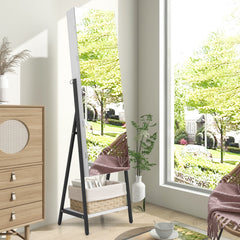 Freestanding Jewelry Cabinet with Full-Length Mirror-White