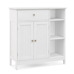 Bathroom Cabinet Floor Cabinet with Drawer and Open Compartments-White