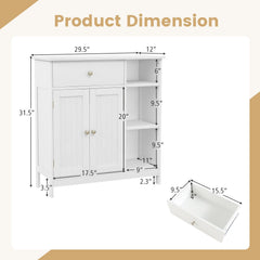 Bathroom Cabinet Floor Cabinet with Drawer and Open Compartments-White