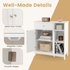Bathroom Cabinet Floor Cabinet with Drawer and Open Compartments-White