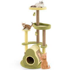 49 Inch Avocado Cat Tower with a Bamboo Lined Condo and a Jute Board