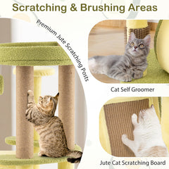 49 Inch Avocado Cat Tower with a Bamboo Lined Condo and a Jute Board