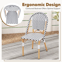 French Bistro Chair Set of 2 with Galvanized Metal Framex-White