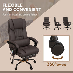6-Point Vibration Massage Chair, Height Adjustable Reclining Computer Chair with Retractable Footrest, Black