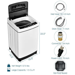 Full-Automatic Washing Machine 1.5 Cubic Feet 11 LBS Washer-White