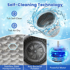 Full-Automatic Washing Machine Washer and Spin Combo-Grey