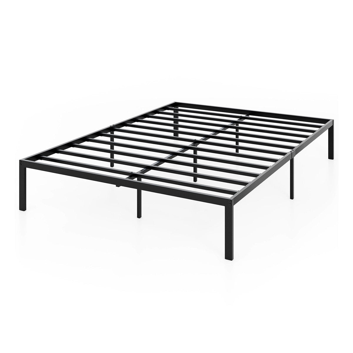 Full Size Heavy Duty Metal Platform Bed Frame with 11 Slats and 10.5 Inch Clearance, Black