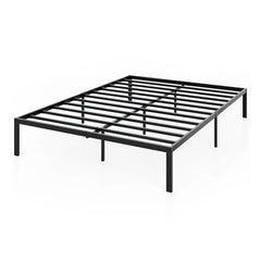 Full Size Heavy Duty Metal Platform Bed Frame with 11 Slats and 10.5 Inch Clearance, Black