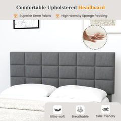Queen Linen Platform Bed with 3 Position Adjustable Headboard and 1300 lb Capacity