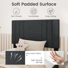 Twin Upholstered Platform Bed with Vertical Channel Headboard and 375 lb Capacity