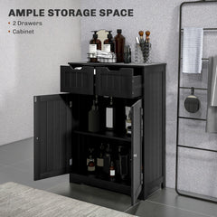 Bathroom Cabinet, Bathroom Storage Cabinet with 2 Drawers, Adjustable Shelf for Living Room, Entryway, White