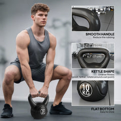 22lb Fitness Kettlebell, Plastic Exercise Weight, Weightlifting Tools with Sand, Handle, Noise Reduction for Home, Gym
