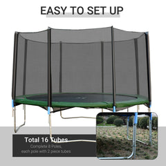 12FT Trampoline Net Enclosure Trampolining Bounce Safety Accessories w/ 8 Poles Net Enclosure Only, Black