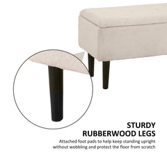 Modern Storage Bench, Ottoman with Storage and Lamb's Wool Upholstery for Living Room, Bedroom, Black