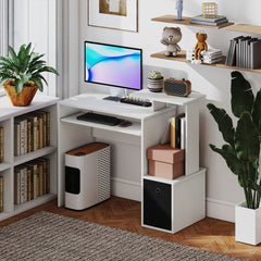 Computer Desk with Sliding Keyboard Tray Storage Drawer Shelf Home Office Workstation Grey
