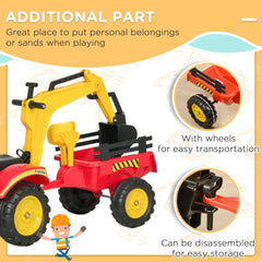 Ride on Toy Dump Truck for Kids, Pedal Construction Car with Detachable Trailer for 3 Years Old, Red
