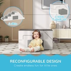 2-Piece Soft Play Kids Foam Play Se for Crawl and Climb, Light Grey