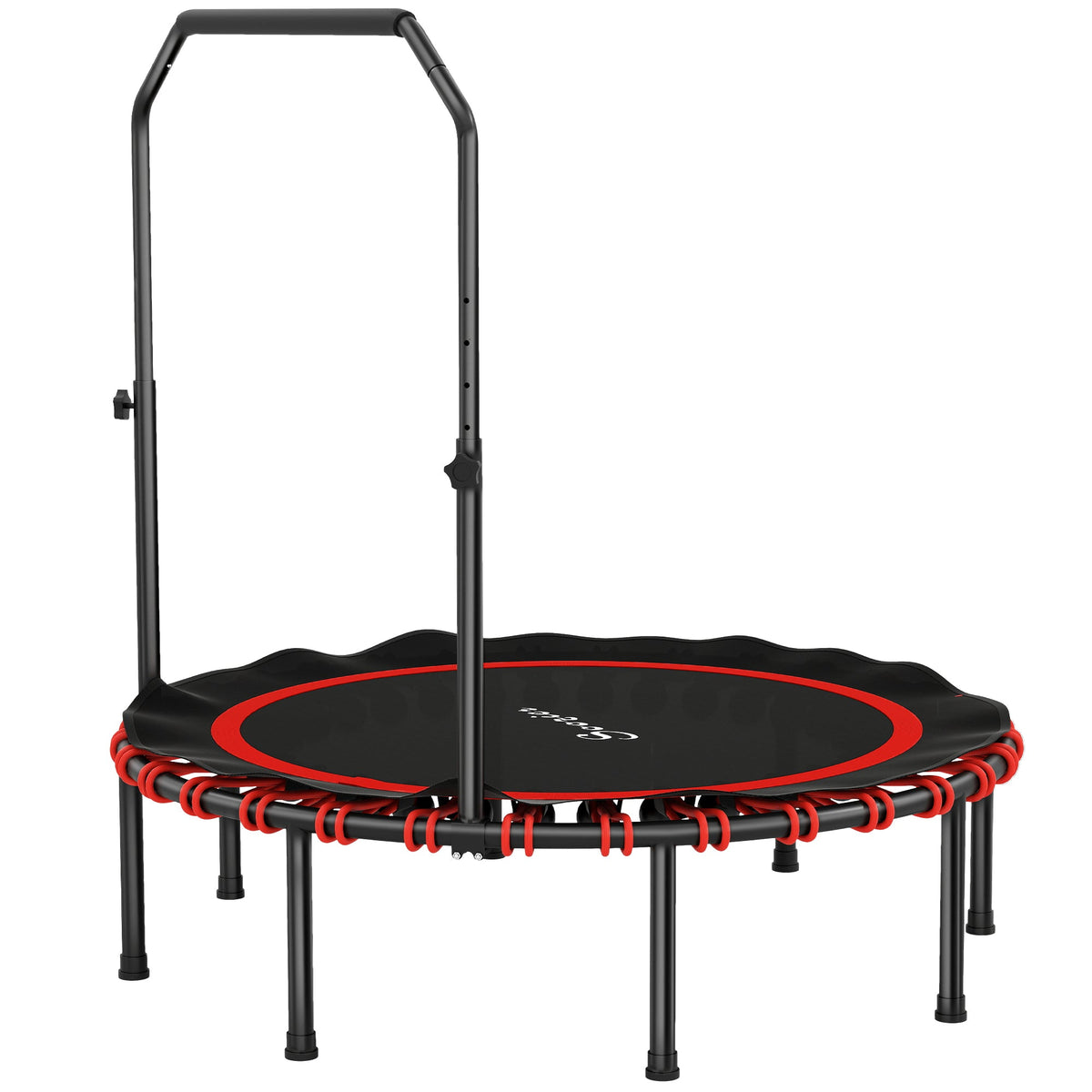 48" Foldable Rebounder Trampoline, Mini Trampoline Indoor with Adjustable Handle, Quiet and Safe Bungee Rebounder