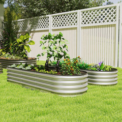 2Pcs Galvanized Raised Garden Bed, 4 x 3 x 1 ft Modular Metal Garden Beds with Rubber Strip Edging, Silver