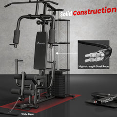 Home Gym, Multifunction Gym Equipment Workout Station with 100Lbs Weight Stack for Lat Pulldown, Leg Extensions, Preacher Bicep Curls, Triceps Pulldowns, Chest Press, Black